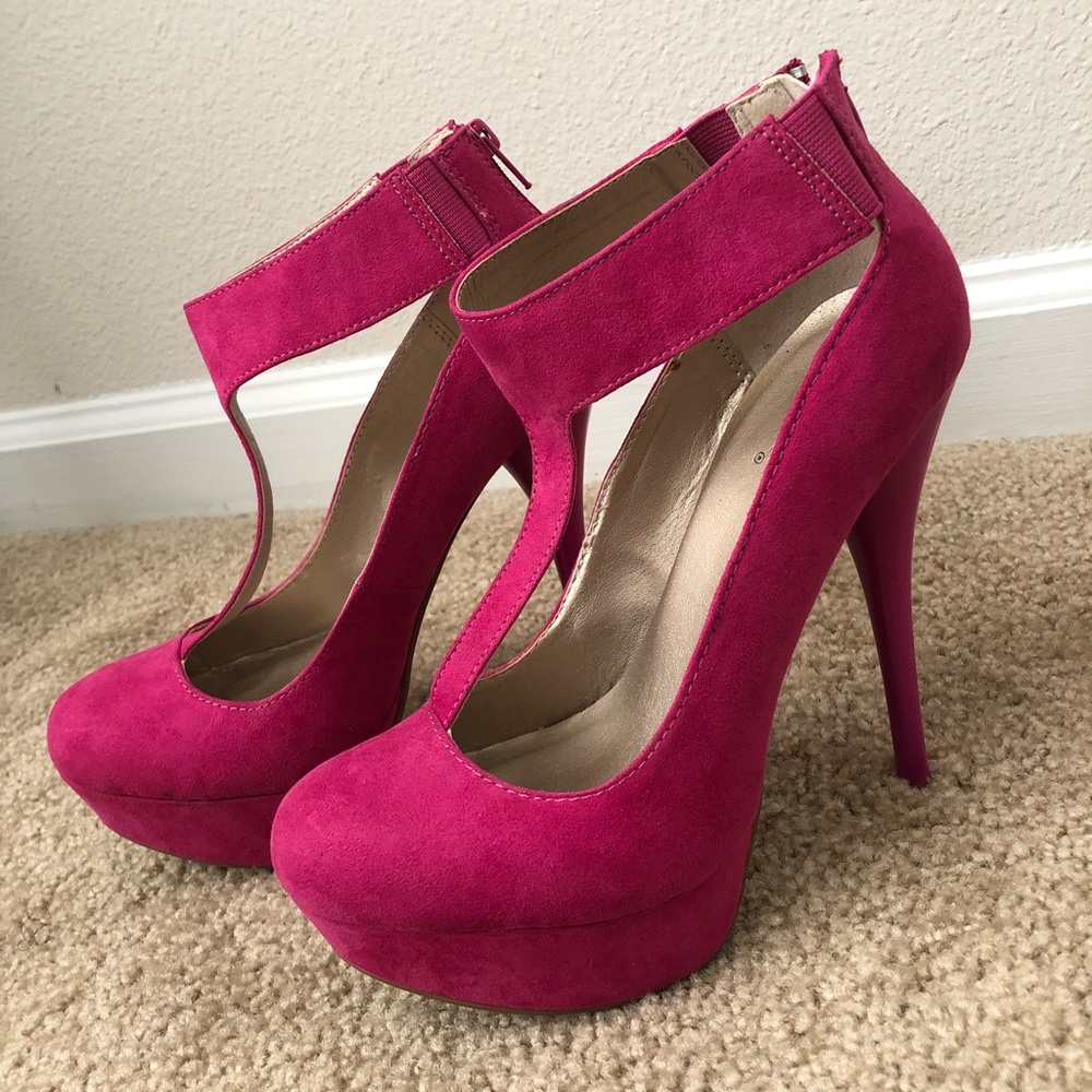 Pink-Fuchsia💕 Cute Suede Heels